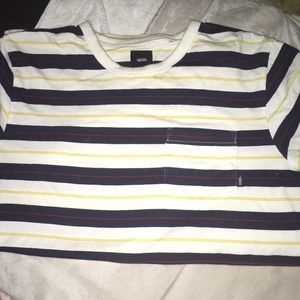 Vans/white with blue and red stripes